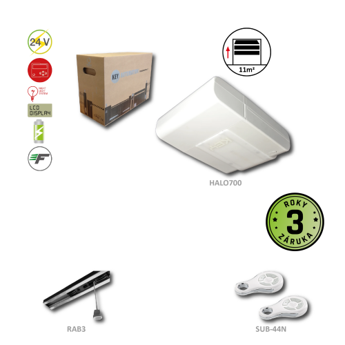 HALO 700 N pohon pro sekční garážová vrata do 11 m² / 90 kg s dráhou RAB3, 2x PLAY4R